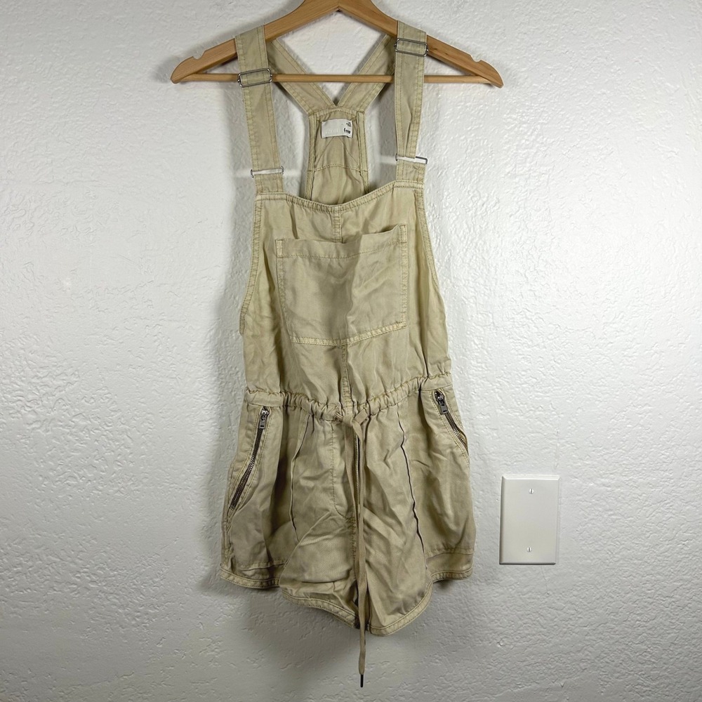 Wilfred‎ Free Overall Shorts Tan Utility Drawstring Shortall Size XS